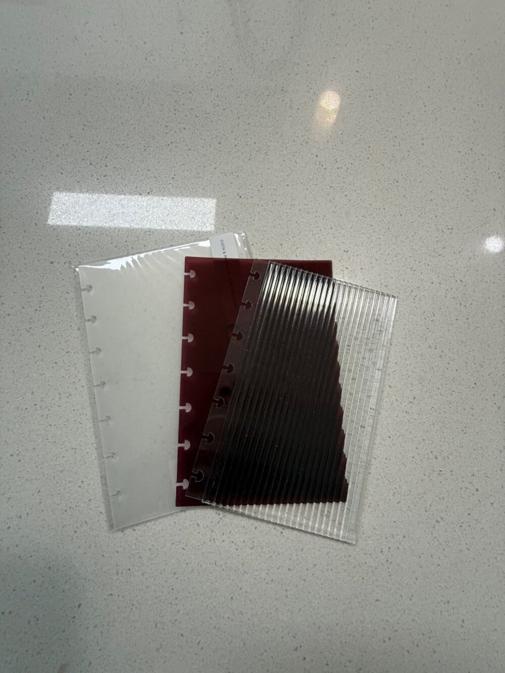 Clear & Burgundy Fluted Dashboard Cover Set For HP Mini Discbound Planner